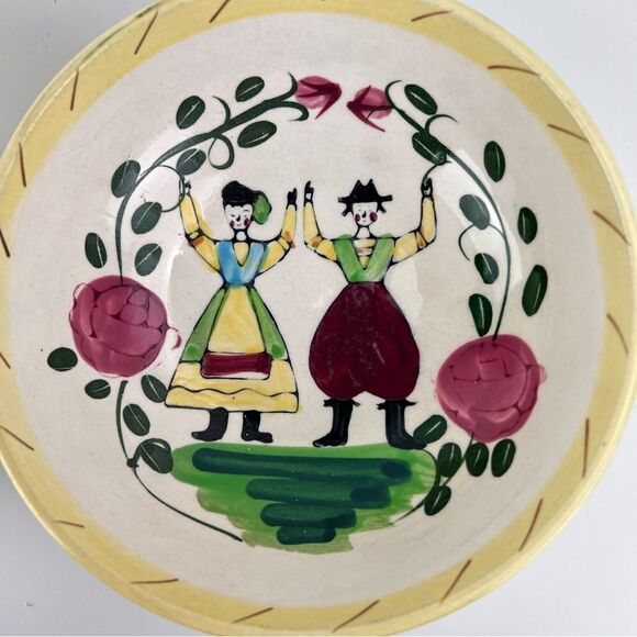Pennsylvania Folk Art Dutch Salad Bowl Hand-Painted - Picture 2 of 12